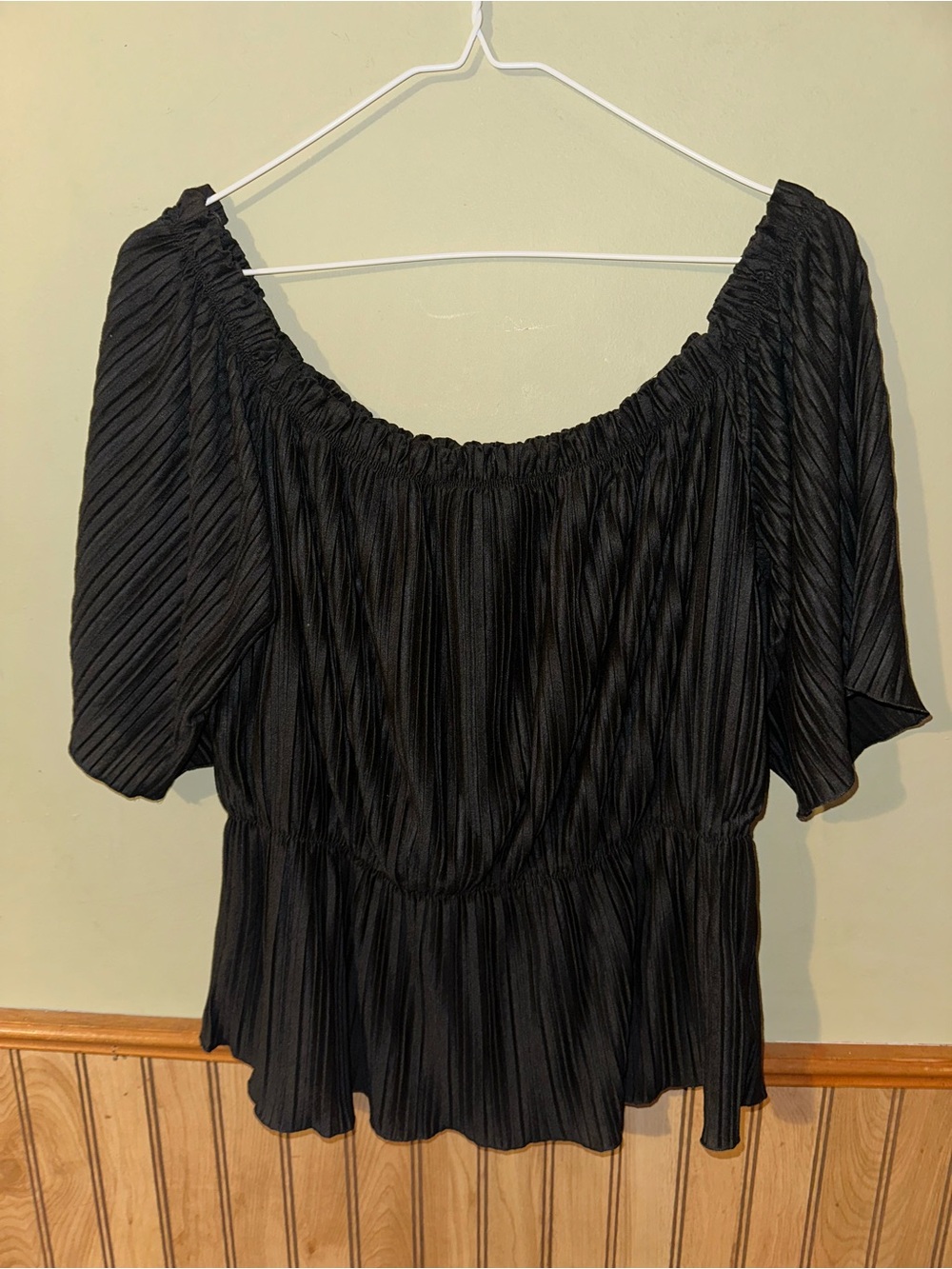 Express Black Pleated Off-Shoulder Blouse
